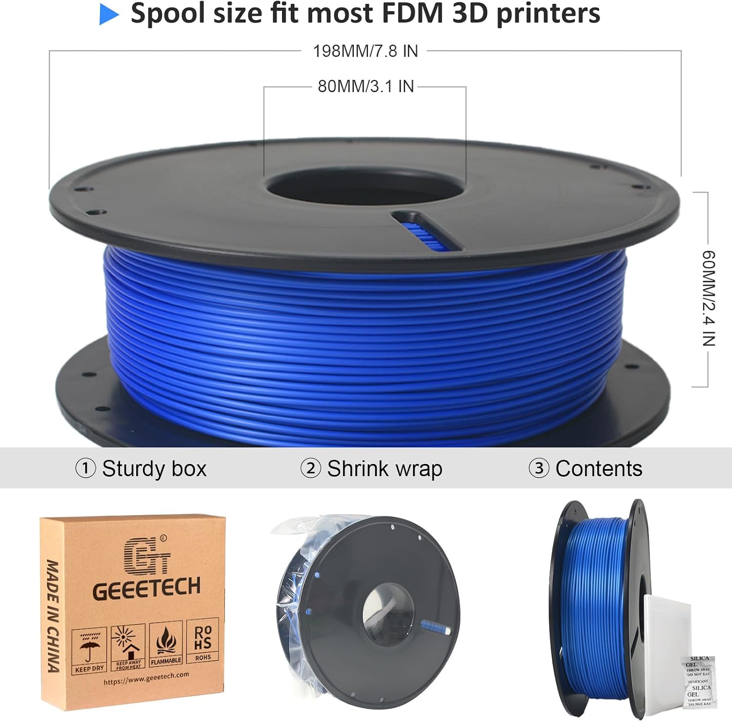 GIANTARM 3D Printer Filament, Silk Gold Pla Filament, 1Kg(2.2lbs) Spool, 1.75mm Dimension Accuracy +/- 0.03mm, 3D Printing Filament