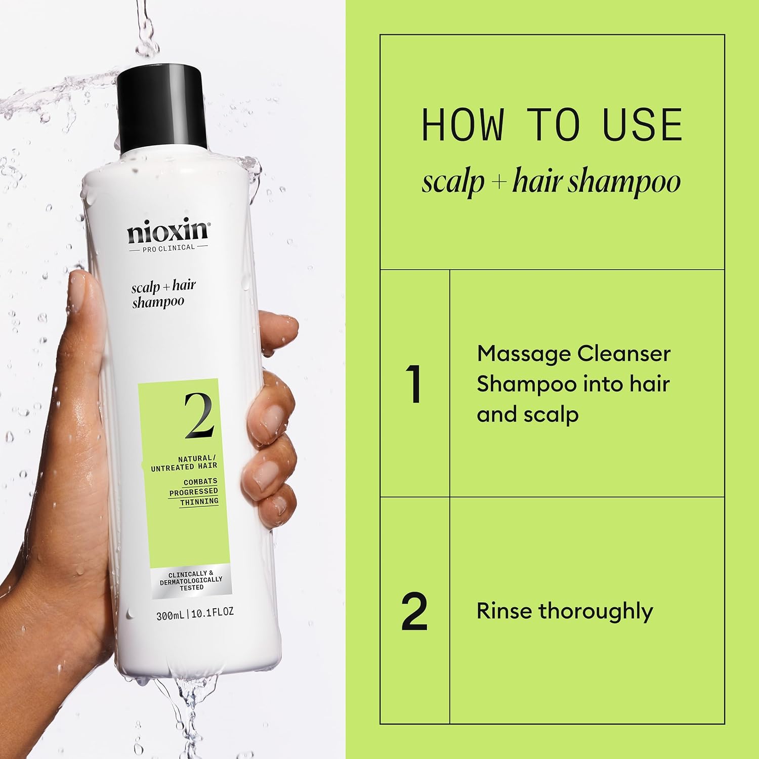 NIOXIN System 2 | Scalp Care | Shampoo | Hair Thickening | For Natural Hair | Scalp Health | For Natural Hair with Progressed Thinning | Cleanse & Boost Hair Density with Niacinamide & Biotin