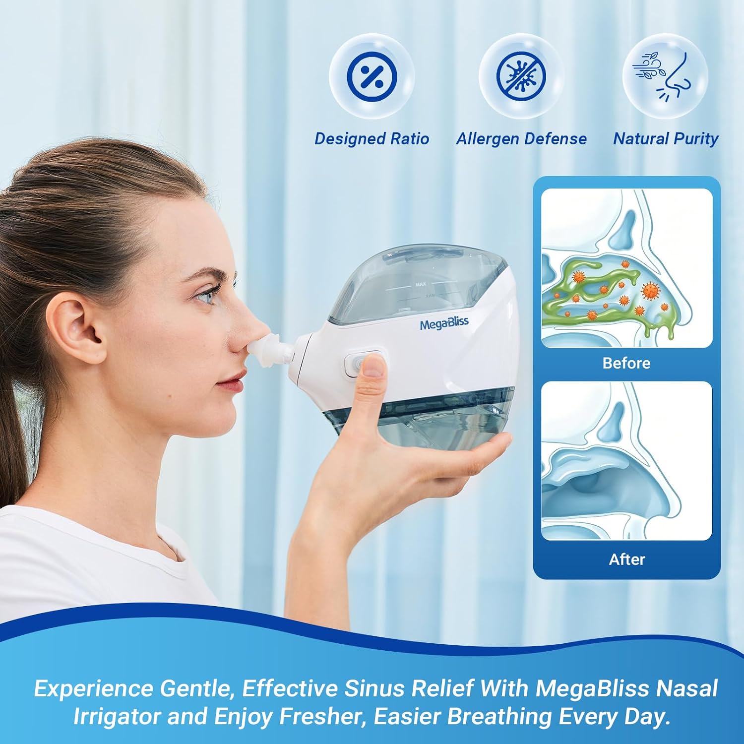 Nasal Irrigation System Nasal Irrigator Sinus Rinse Machine | Electric Nasal Cleaner for Congestion Relief | Sinus Rinse & Suction Dual-Powered