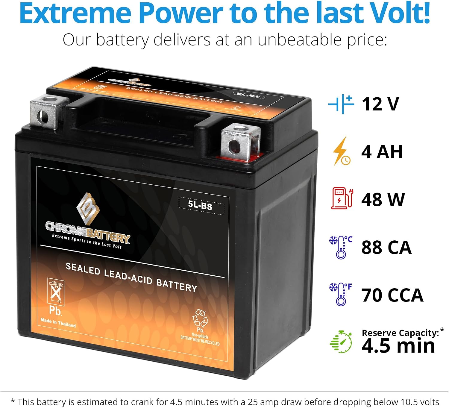 CB CHROMEBATTERY YTX30L-BS 12V 385 CCA AGM – Maintenance-Free 30Ah Battery for Harley, ATV, UTV, Snowmobile, Jet Ski – T3 Nut & Bolt Terminal – Fits Harley Touring, Polaris Sportsman 850