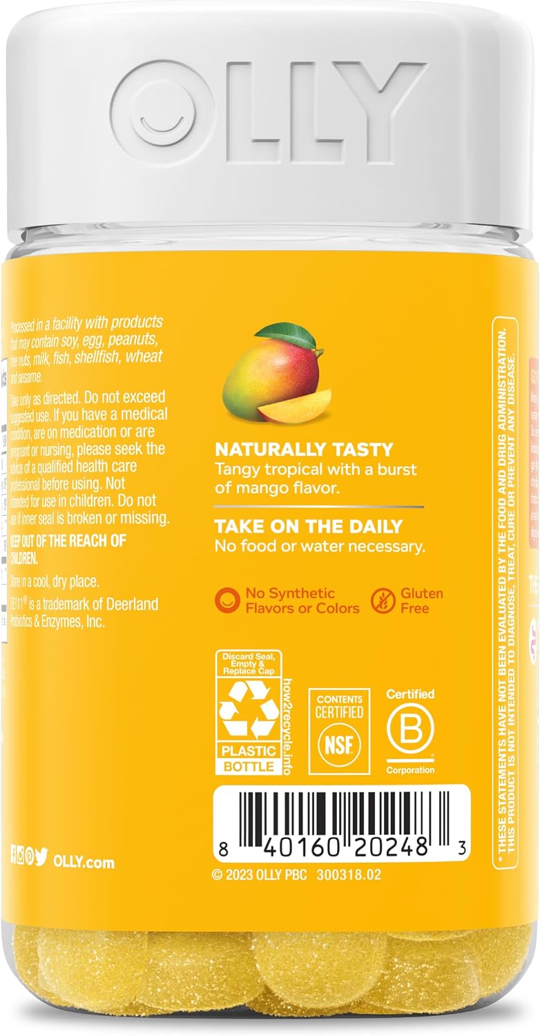 OLLY Probiotic Gummy, Immune System & Digestive Support*, Mango - 50 Count