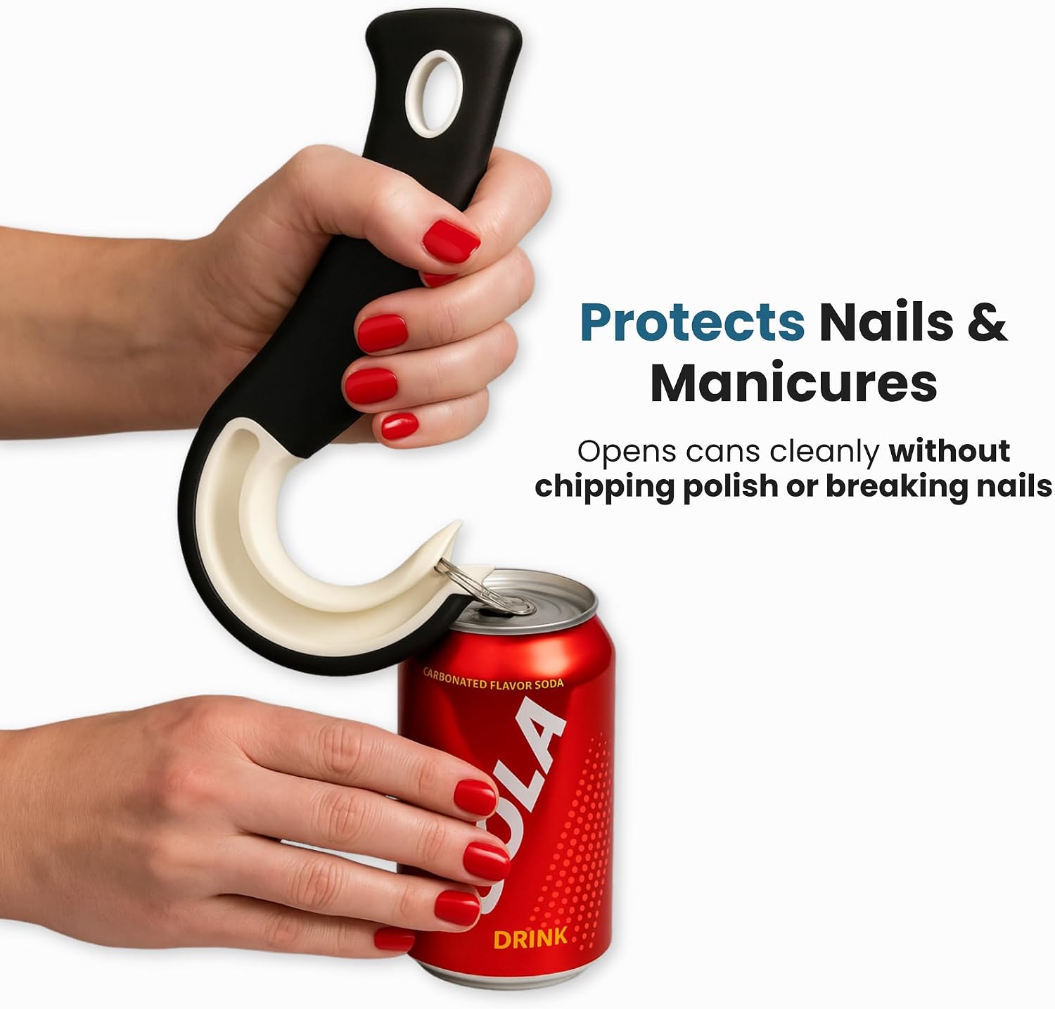 Jokari Ring Pull Can Opener for Soda and Food Cans Arthritis Aid with Non Slip Grip for Seniors Kids and Nail Protection Manual Pull Tab Tool for Easy Open Cans Black Dishwasher Safe | Non Slip Grip, Seniors Kids, Nail Protection Manual Pull Tab Tool, Ea…