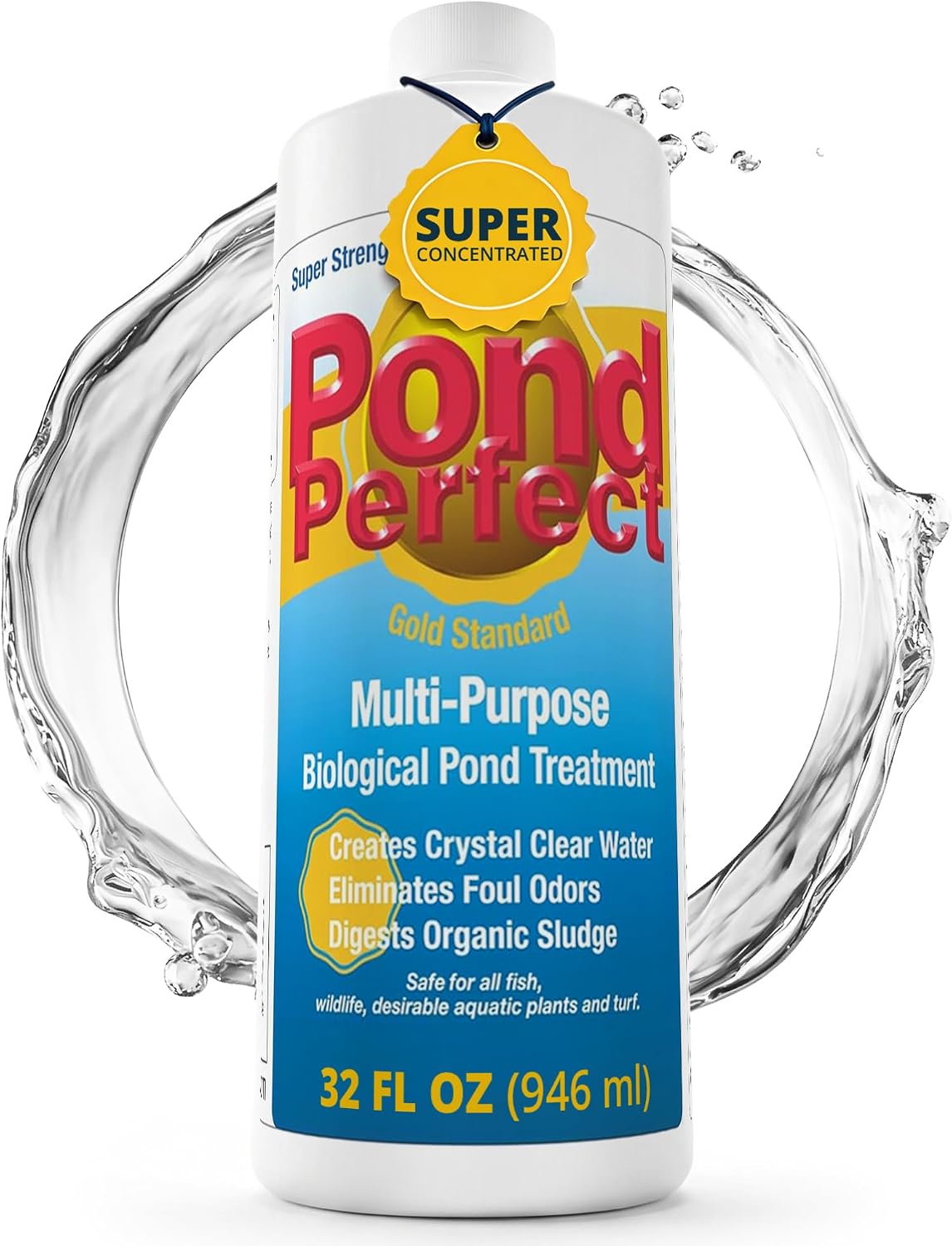 PondPerfect Pond Bacteria - Natural Treatment for Ponds - Safe for Fish | Liquid Formula for Pond Maintenance – Pond Cleaner for outdoor Ponds - Safe for Fish - 32 oz (946 ml) for up to 25000 gal