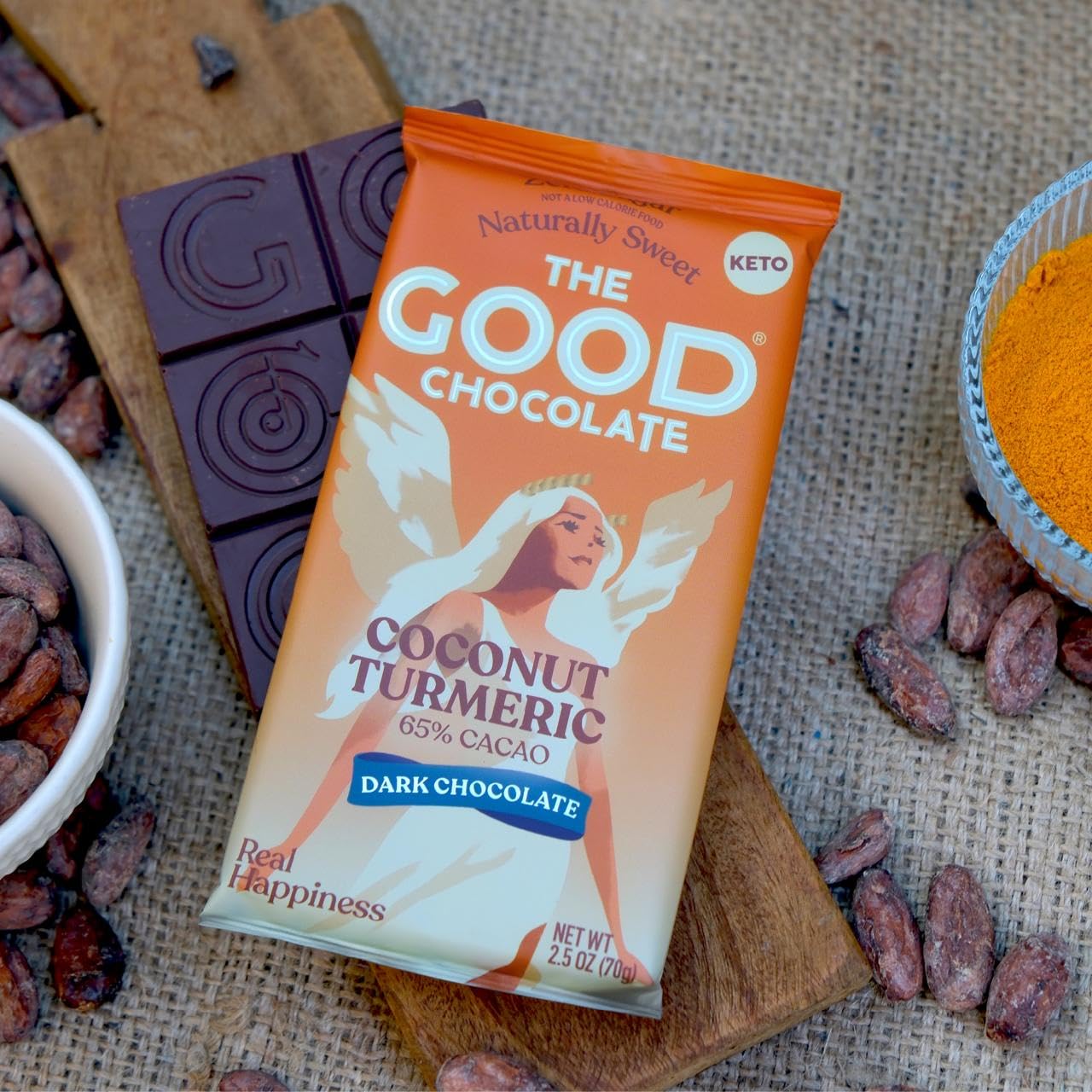 THE GOOD CHOCOLATE – Dark Chocolate Bars with Zero Sugar & Lower Net Carbs – Keto Chocolate Bar with Lower Calories, All Natural and Non-GMO Keto Snacks, 2.5 oz (6 Bars Value Pack)