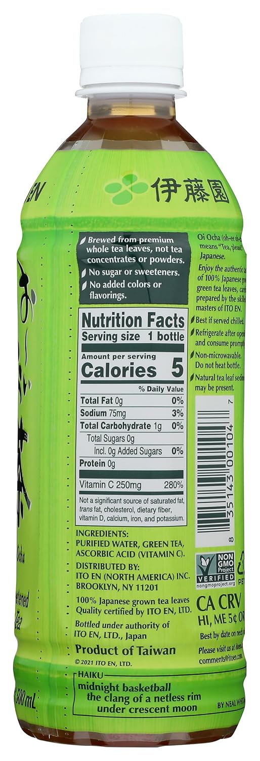 Ito En, Tea Green Japanese Oi Ocha Unsweetened, 16.9 Fl Oz