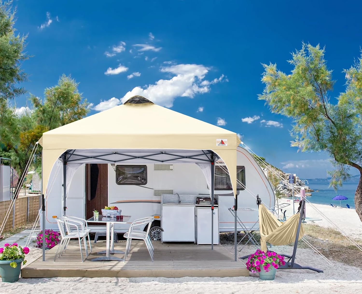 ABCCANOPY Outdoor Pop up Canopy Tent, 10x10 Instant Portable Canopy for Camping, Beach, Backyard,Gray | Water resistant & UV protection canopy, easy setup, with carry bag, ideal for camping, beach, backyard, market events