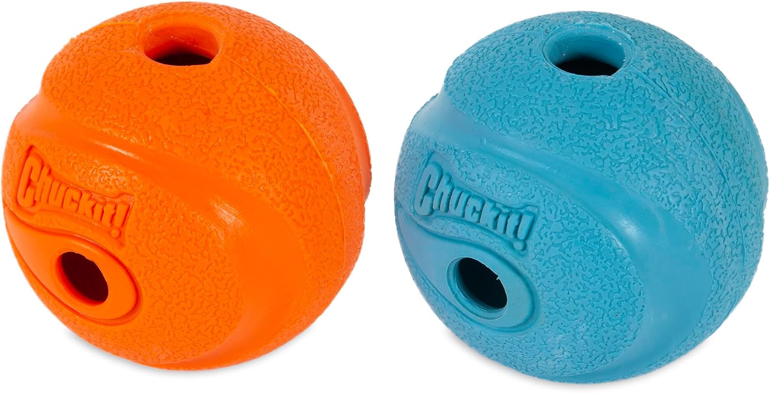 Chuckit! The Whistler Ball Dog Toy, Medium (2.5 Inch Diameter) for Dogs 20-60 lbs, Pack of 2, Multicolor