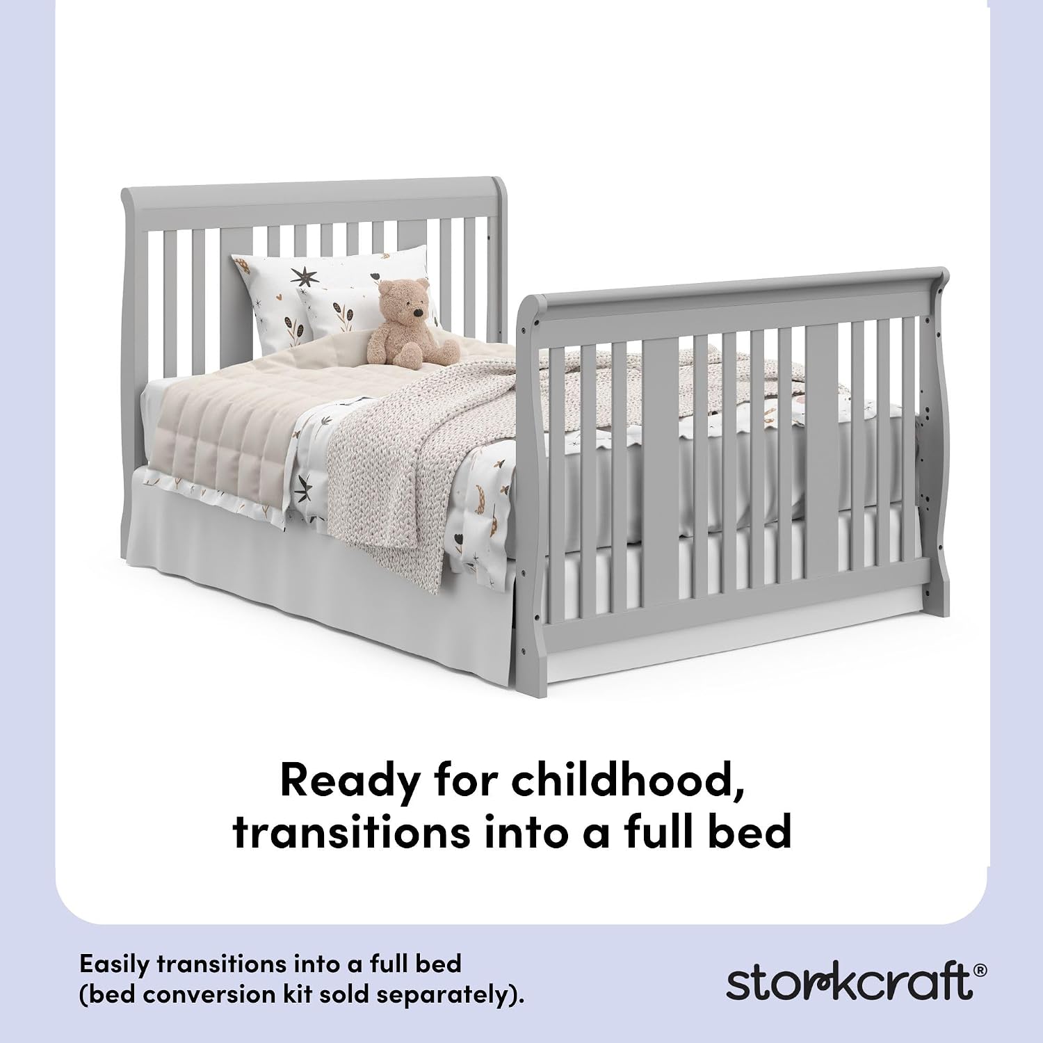 Storkcraft Portofino 5-in-1 Convertible Crib and Changer, Pebble Gray