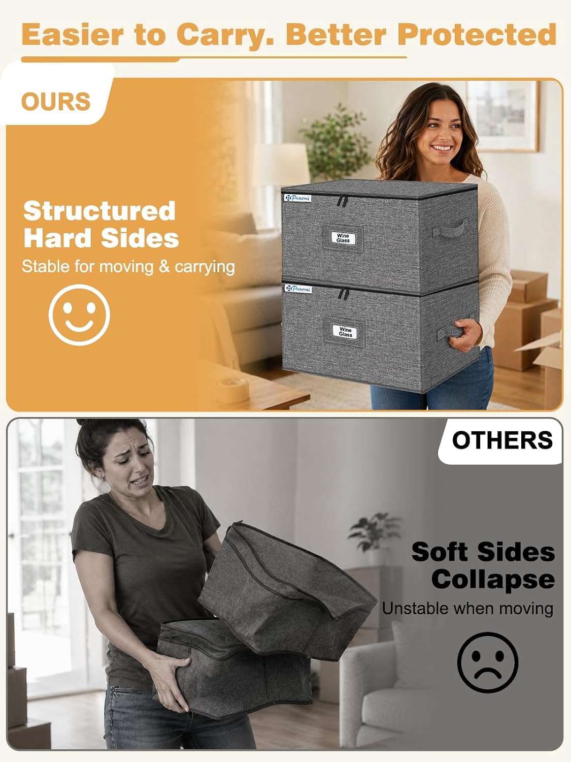 China Storage Containers, 4-Pack Hard Shell Plate & Dish Cases for Moving | Padded dividers and quilted lining protect plates and dishes; stackable for moving and holiday storage, beige hold set of 12