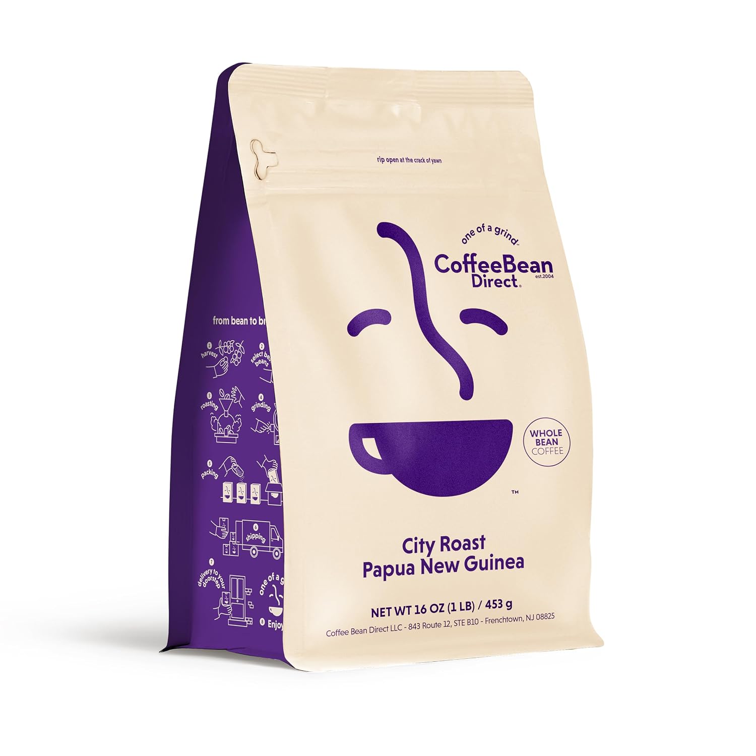 Coffee Bean Direct French Roast Papua New Guinea, Whole Bean, 5lb Bag | Dark Roast, Single Origin Arabica Coffee Beans