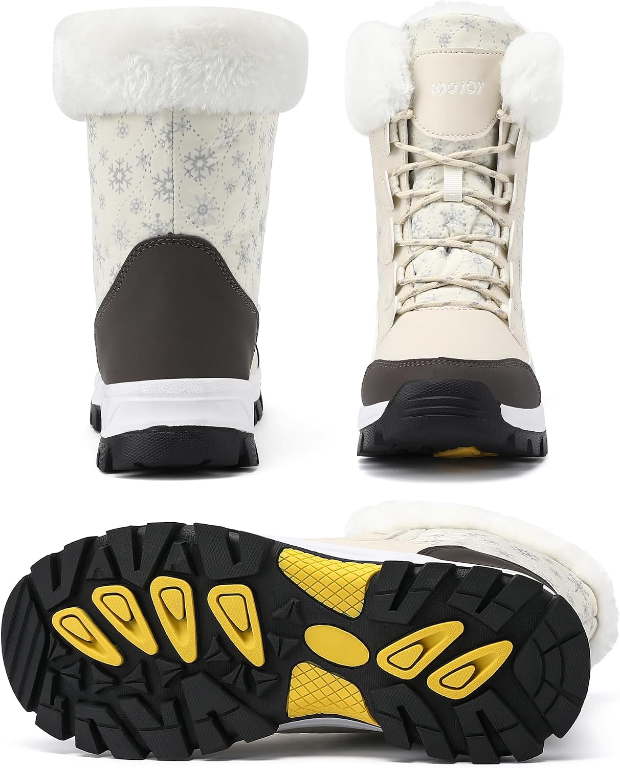 COOJOY Womens Waterproof Winter Snow Boots Warm Shoes Furry Mid Calf Lightweight Walking Hiking Booties