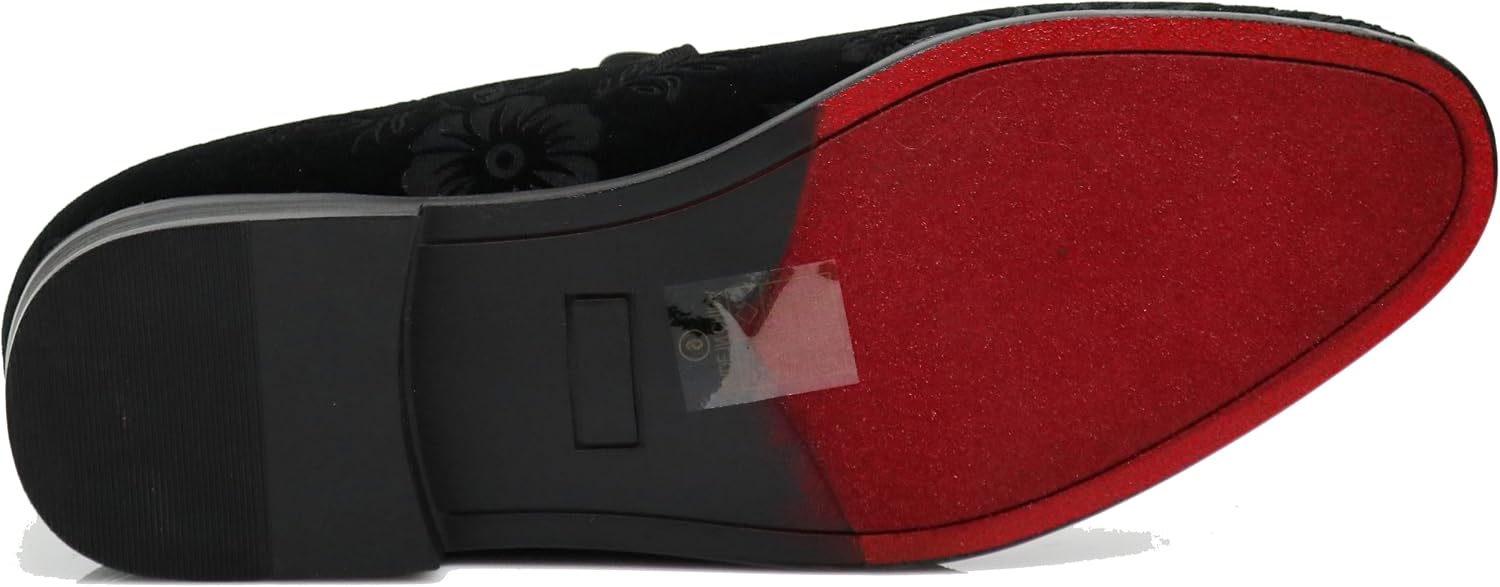 SPK35 Men's Vintage Velvet Flower Designer Dress Loafers Slip On Shoes Classic Tuxedo Dress Shoes
