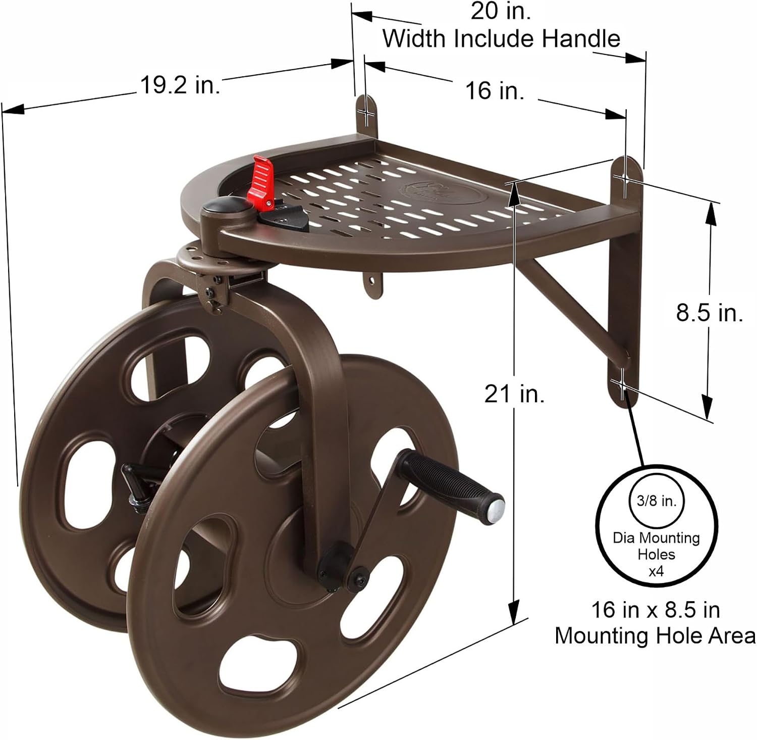 Liberty Garden 710 Navigator Rotating Garden Hose Reel, Holds 125-Feet of 5/8-Inch Hose - Bronze