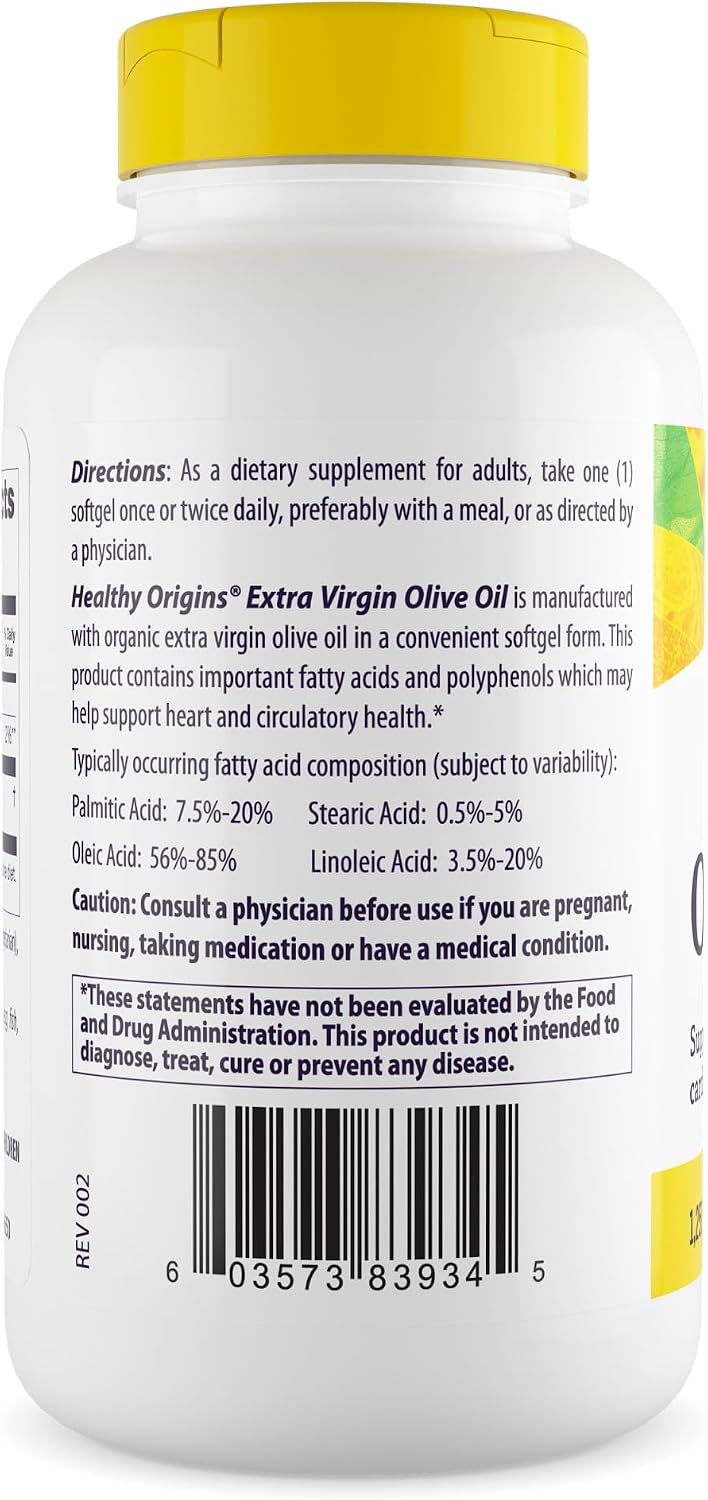 Healthy Origins Extra Virgin Olive Oil 1,250 mg, 120 Softgels