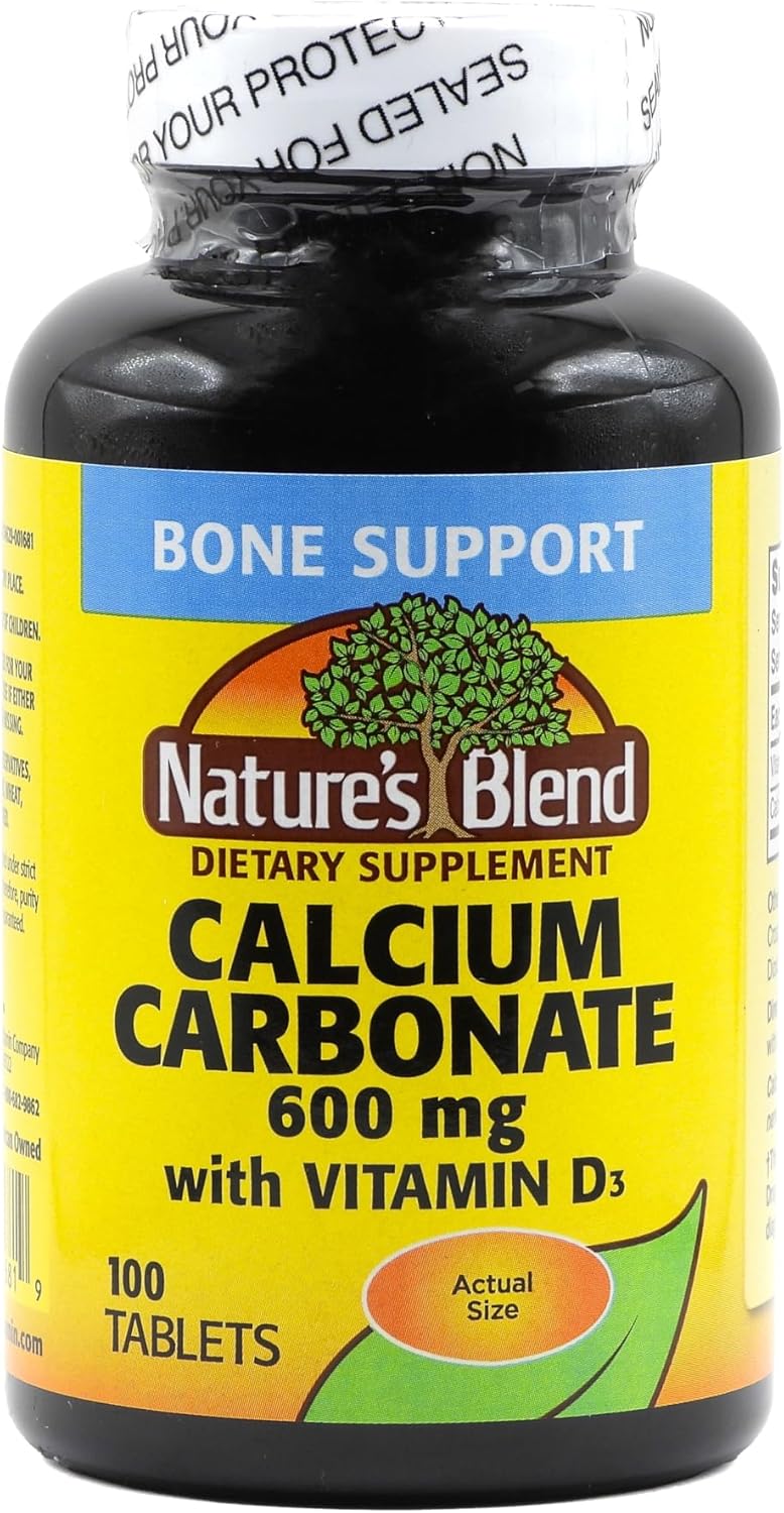 Nature's Blend Calcium Carbonate 600 mg with D3 400 IU 100 Tablets,(Pack of 1), 079854016819