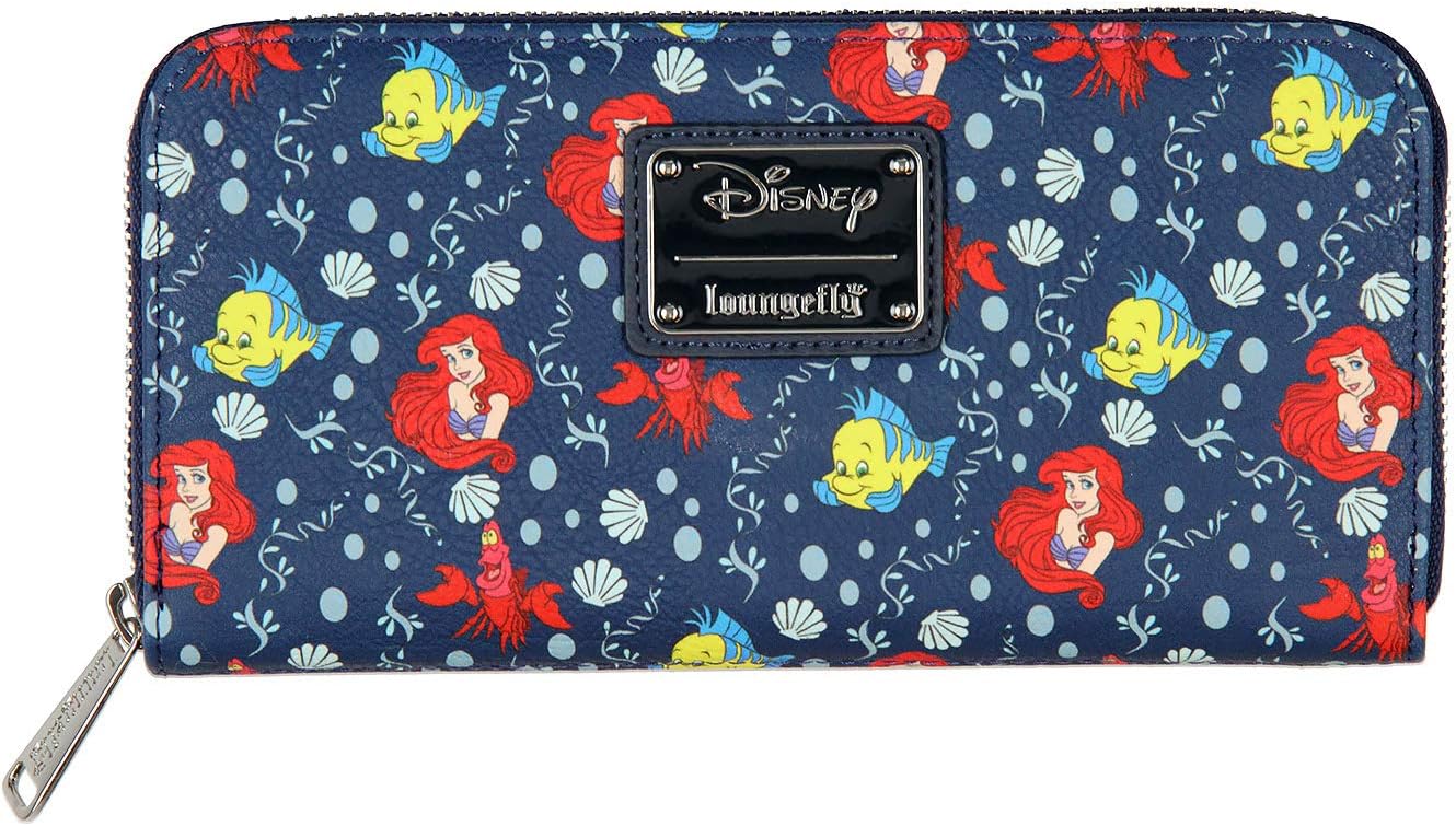 Loungefly Disney Little Mermaid Ariel And Flounder Faux Leather Full Zip Wallet