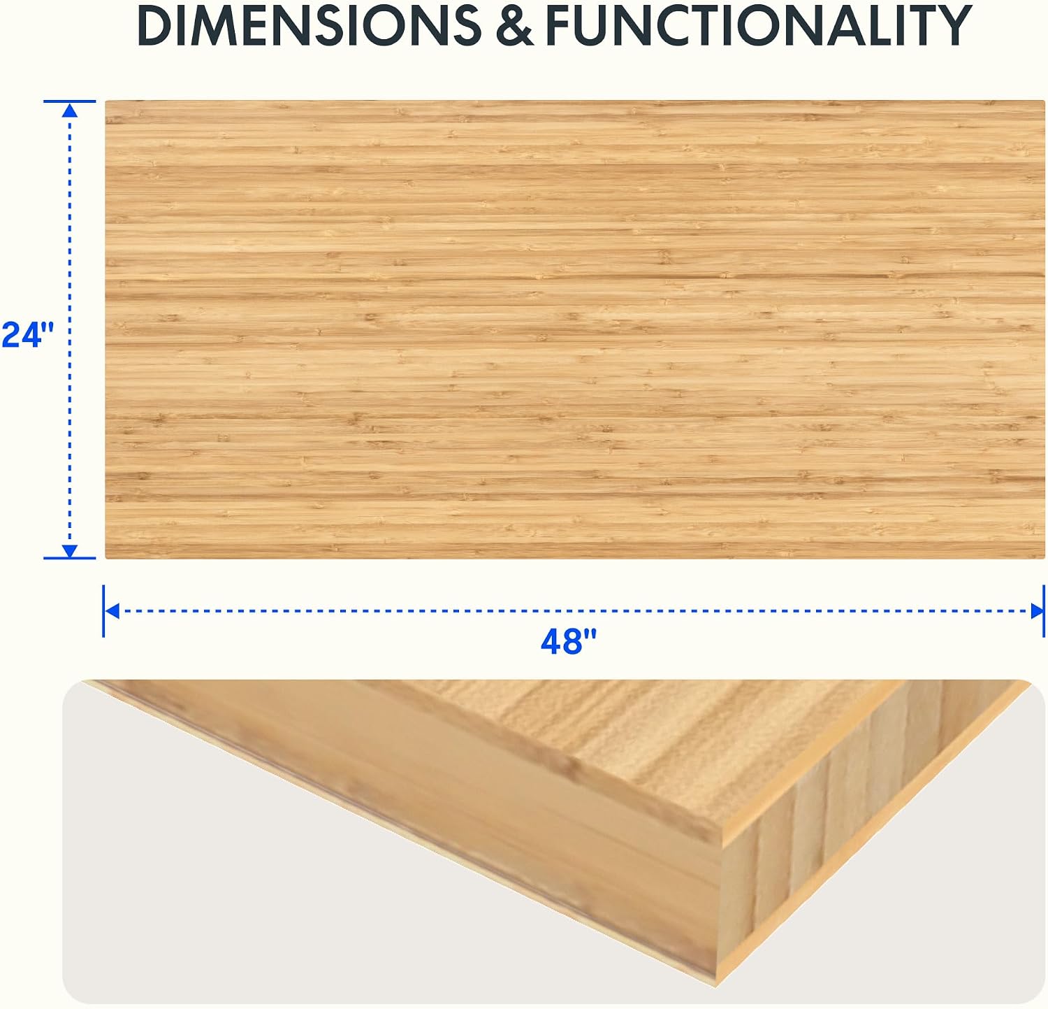 FLEXISPOT Acacia Solid Wood 55"x28" Butcher Block Desktop, Walnut | Acacia Solid Wood, Thick Beveled Edge, For Standing Desk, Office Table, Workbench, DIY Furniture Projects