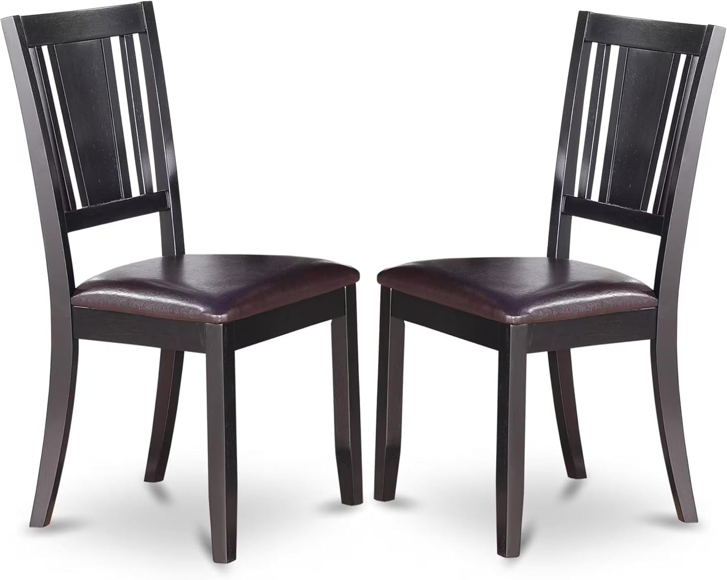 East West Furniture DUC-MAH-LC Dudley Kitchen Dining Chairs - Faux Leather Upholstered Wood Chairs, Set of 2, Mahogany