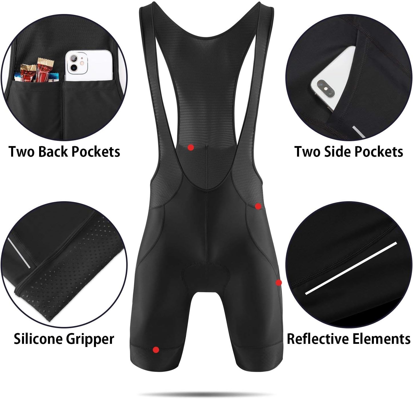 baleaf Mens 4D Padded Cycling Bib Shorts Bicycle Biking Bibs