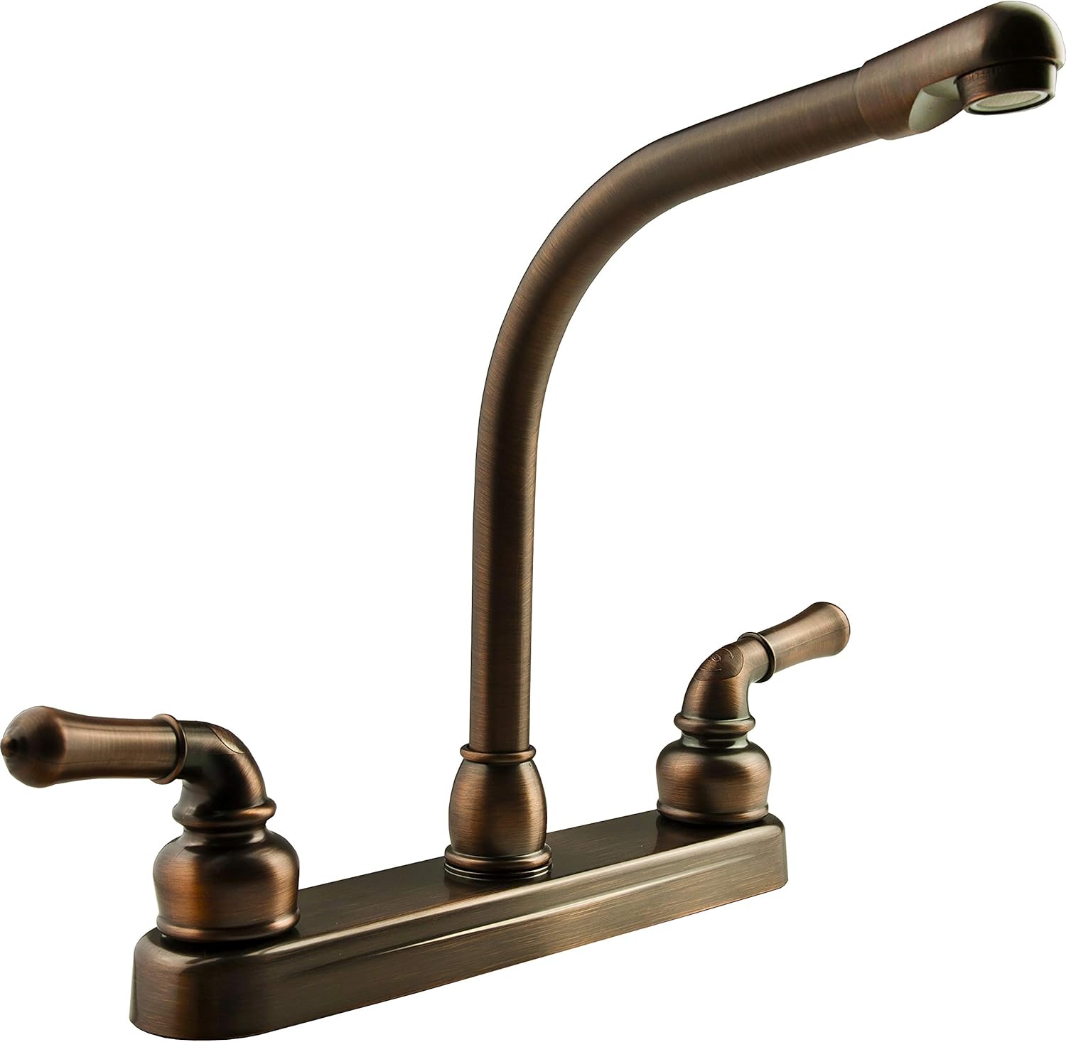 Dura Faucet DF-PK210C-SN RV Hi-Rise Kitchen Sink Faucet (Satin Nickel) | Tall spout and classical levers make washing big pots easy. Brushed Satin Nickel.