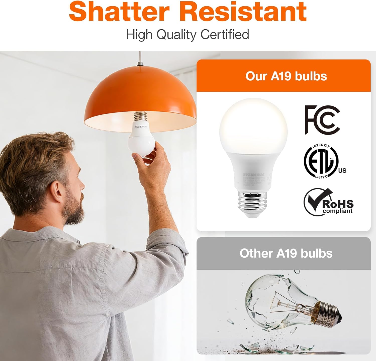 Sylvania ECO LED Light Bulb, A19, 100W Equivalent, Efficient 14.5W, 7 Year, 1450 Lumens, Frosted, 5000K, Daylight - 6 Pack (40884)