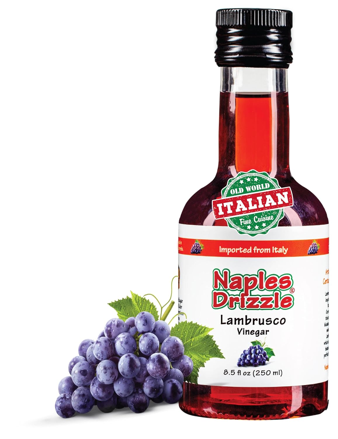 Lambrusco Vinegar of Modena - Premium Sweet & Tangy Red Wine Vinegar with No Added Sugar or Thickeners, Vegan & Paleo (Lambrusco Vinegar of Modena
