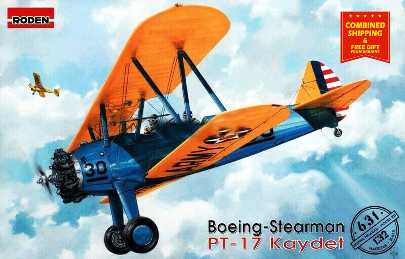 Roden 631-1/32 - Stearman PT-17 Kaydet. Military Aircraft 234 mm