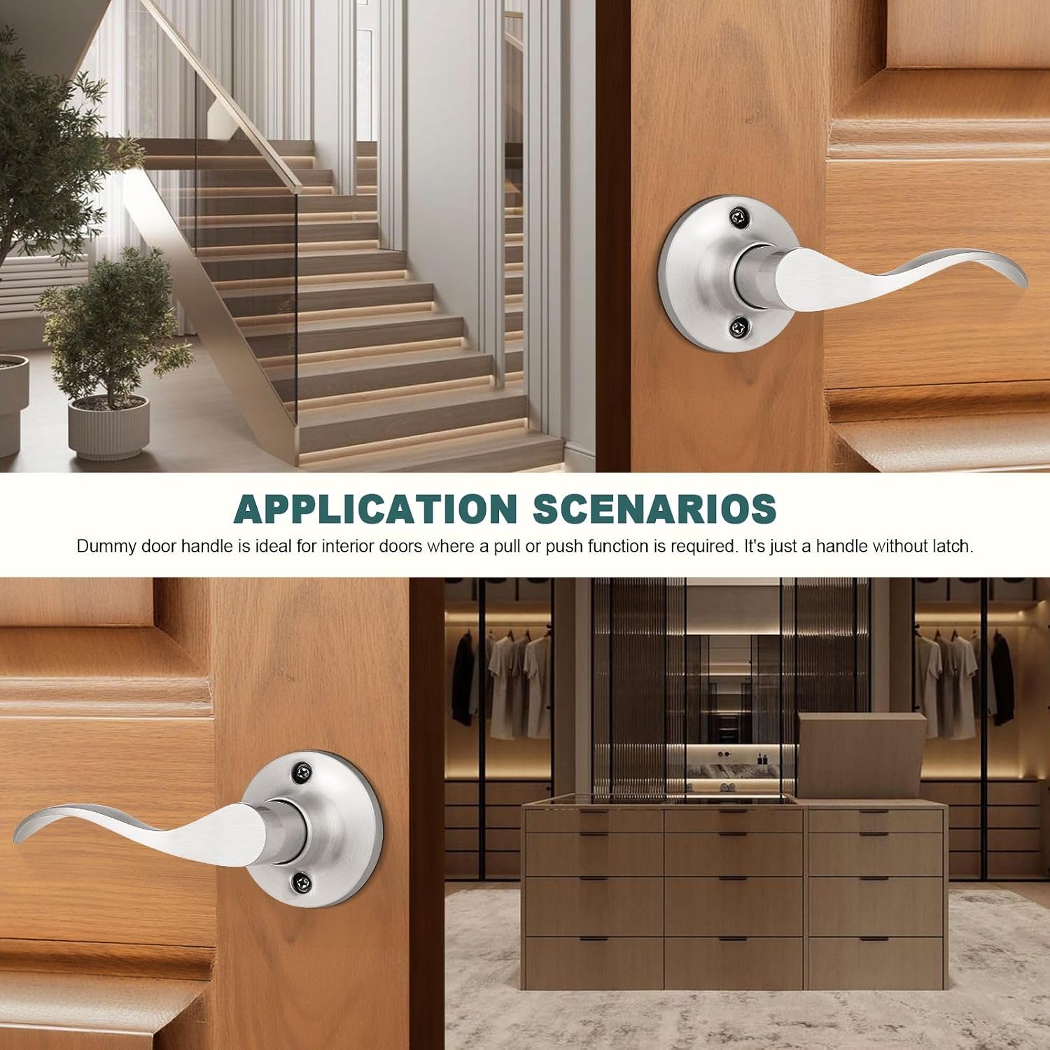 GOBEKOR 1 Pack Privacy Door Levers Brushed Nickel Lever Door Handles Interior for Bedroom and Bathroom Door Locks Wave Door Handles