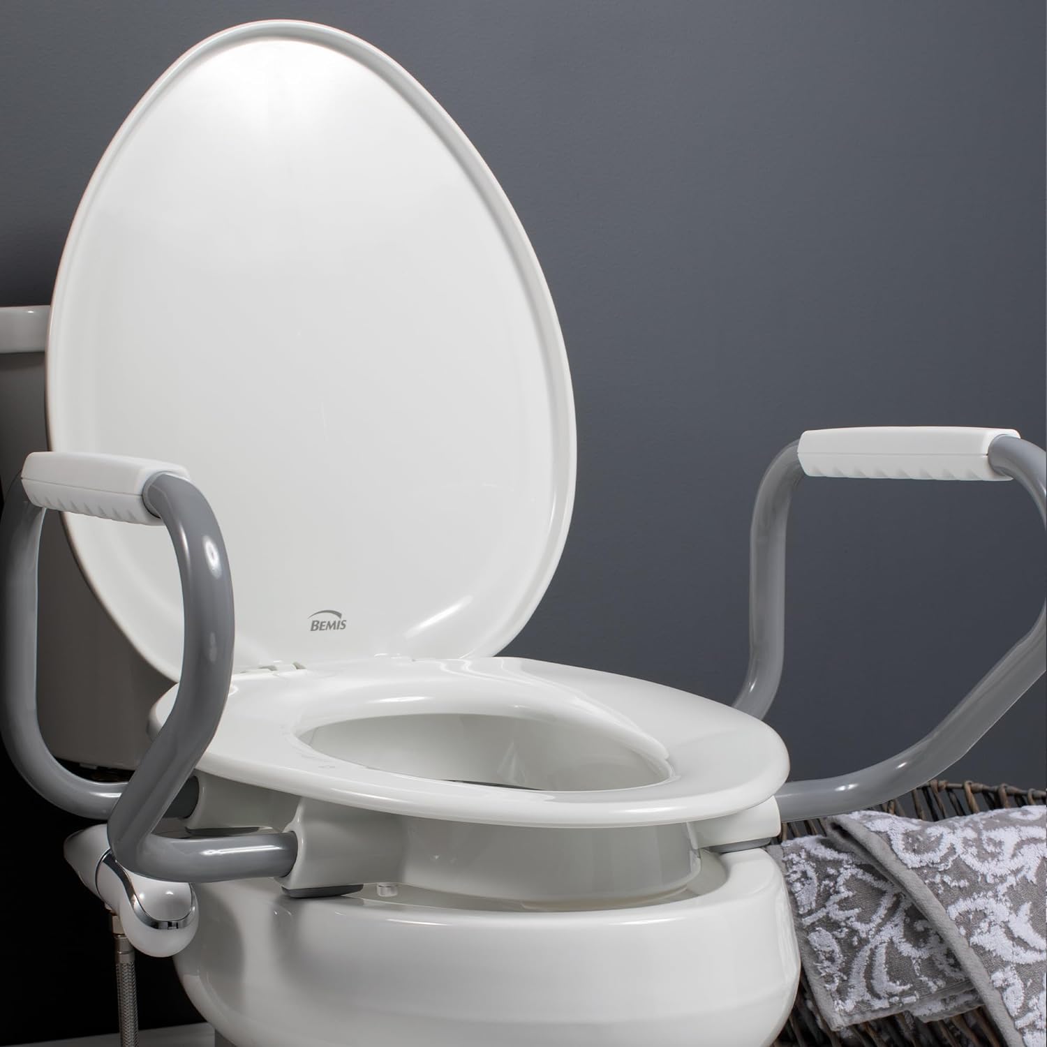 Bemis Assurance 3" Raised Toilet Seat for Seniors, Therapist Preferred for Safety, Secure Hinges, Clean Shield Guard, Elongated, White