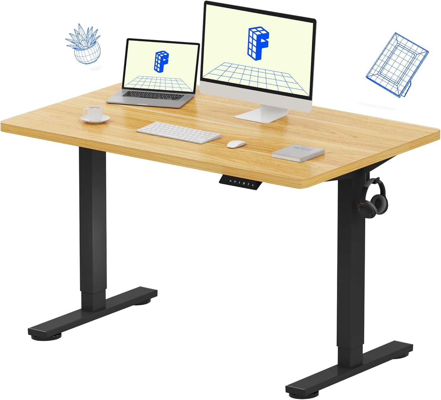 FLEXISPOT EN1 One-Piece Standing Desk, Electric Adjustable with 4 Memory Presets, 176 LBS Capacity, Stable & Quiet