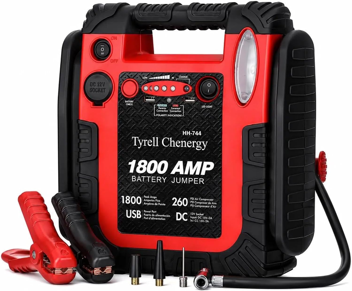 New Upgrade Car Battery Jump Starter & Portable Air Compressor, 1800A 20000mAh 12V Jump Box Power Station