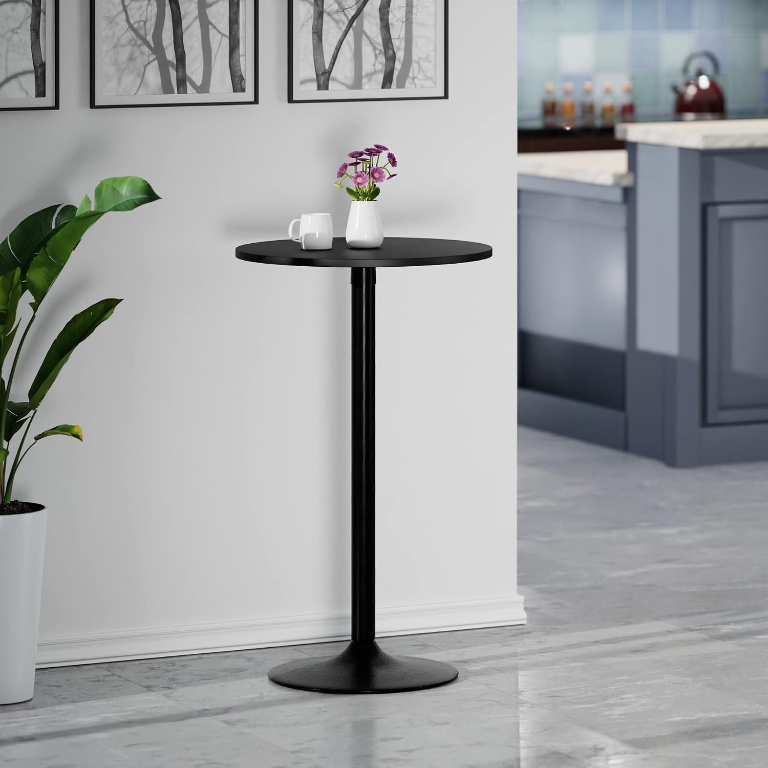 Winsome Obsidion Round Tall Pub Table, Black, 40" | Small High Top Circle Bar Style Cocktail or Bistro Table for Kitchen, Breakfast Nook, Dining Area