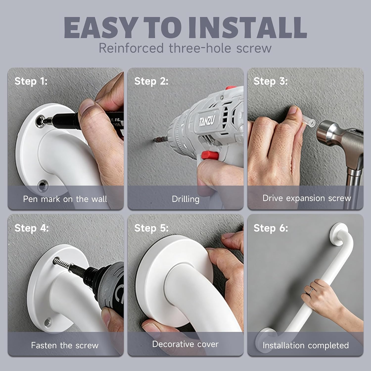 12 Inch Shower Grab Bar 1.25" Dia,Brushed Nickel Anti Slip Bathroom Grab Bar, 304 Stainless Steel Knurled Handicap Grab Bars, Safety Support Handrail,Bath Shower Handle for Elderly Injury Senior