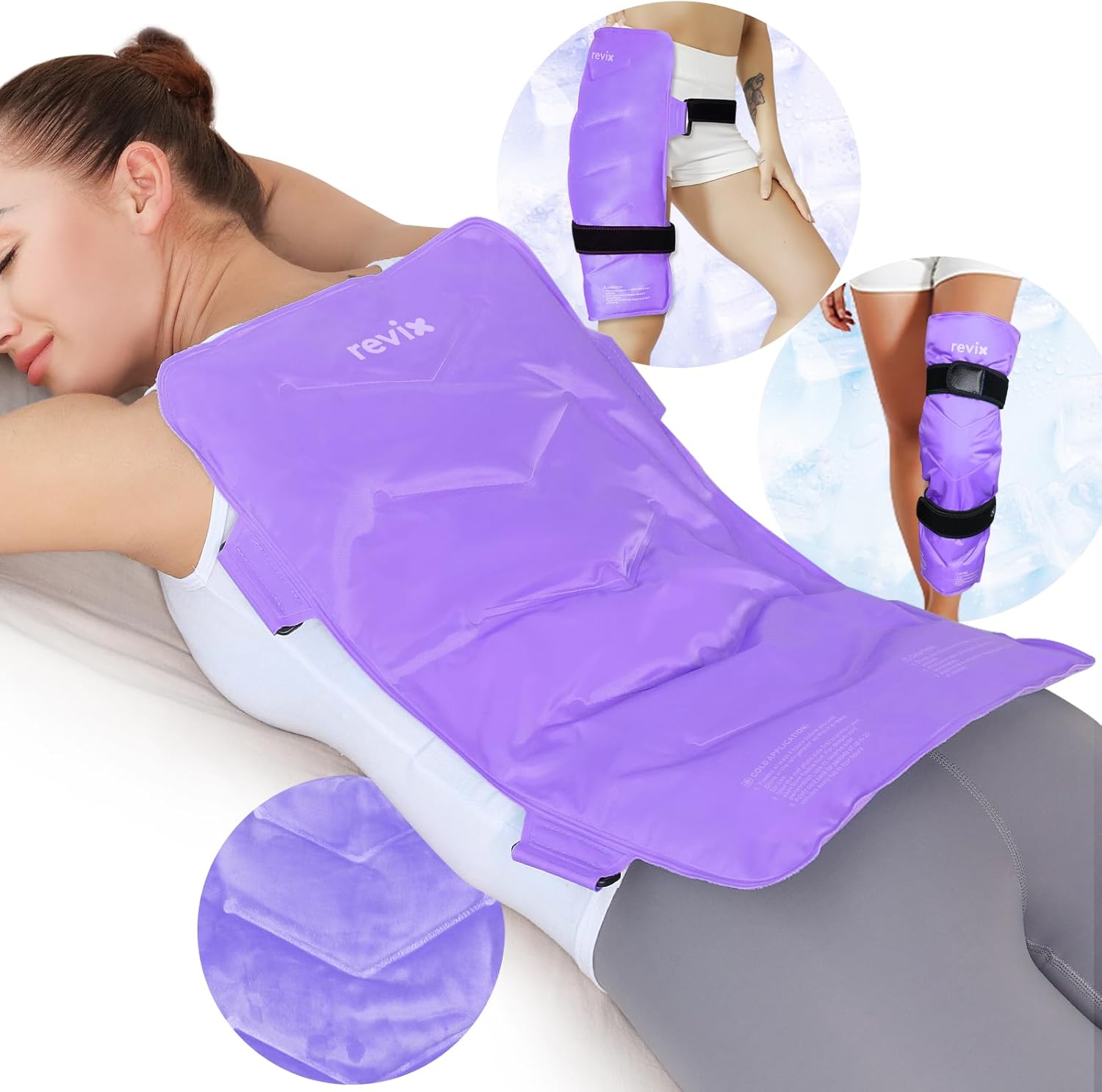 REVIX XXL Full Back Ice Pack Wrap, Large Gel Packs for Injuries Reusable