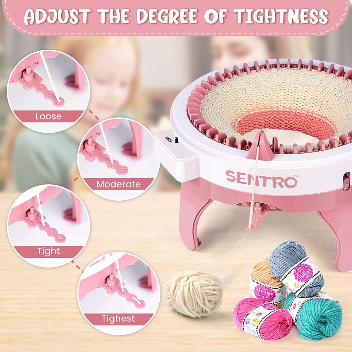 SENTRO 40 Needles Knitting Machine, All-in-One Knitting Loom Machine