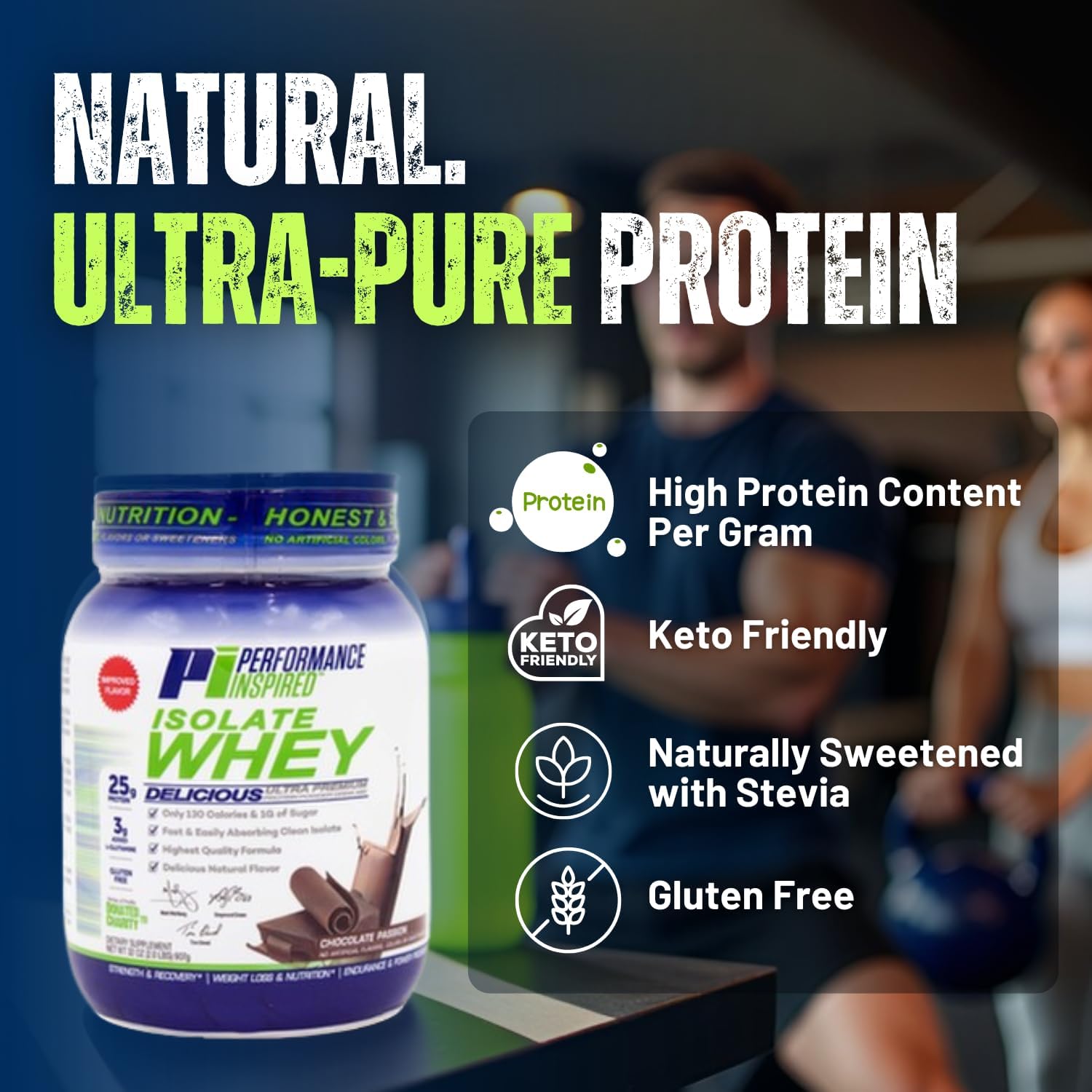 PERFORMANCE INSPIRED Isolate Whey Protein Powder – Vanilla – 25G – 2lb | All Natural - Fast Absorbing - Added L-Glutamine - Contains BCAAs