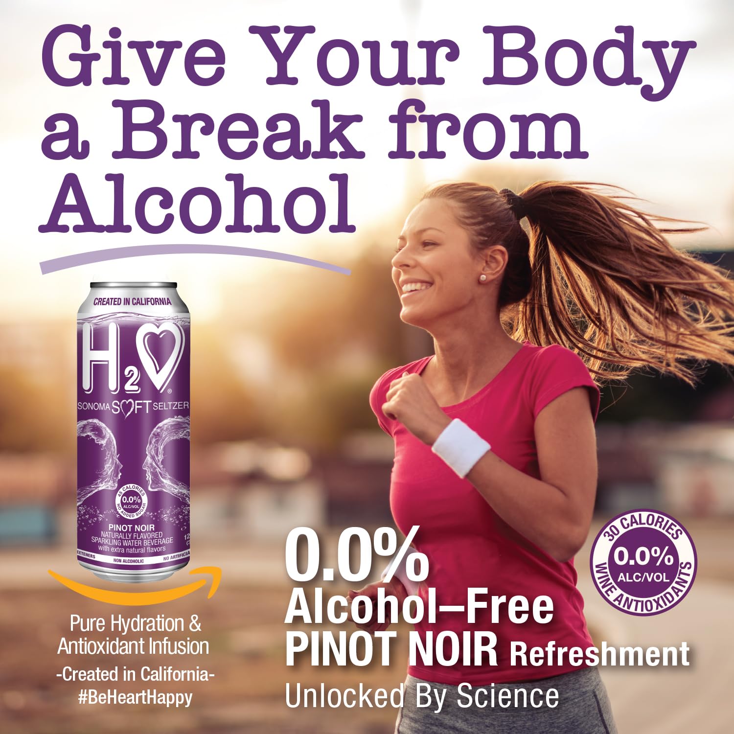 H2o - The Best Non Alcoholic Red Wine - Infused California Sparkling Refreshment, 0.0% Alcohol, (Pinot Noir, Pack of 4-12 Fl oz)