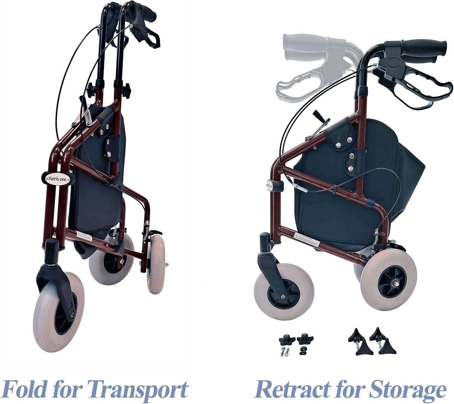 Freedom Lightweight Retractable 3 Wheel Walker with Balloon Tires