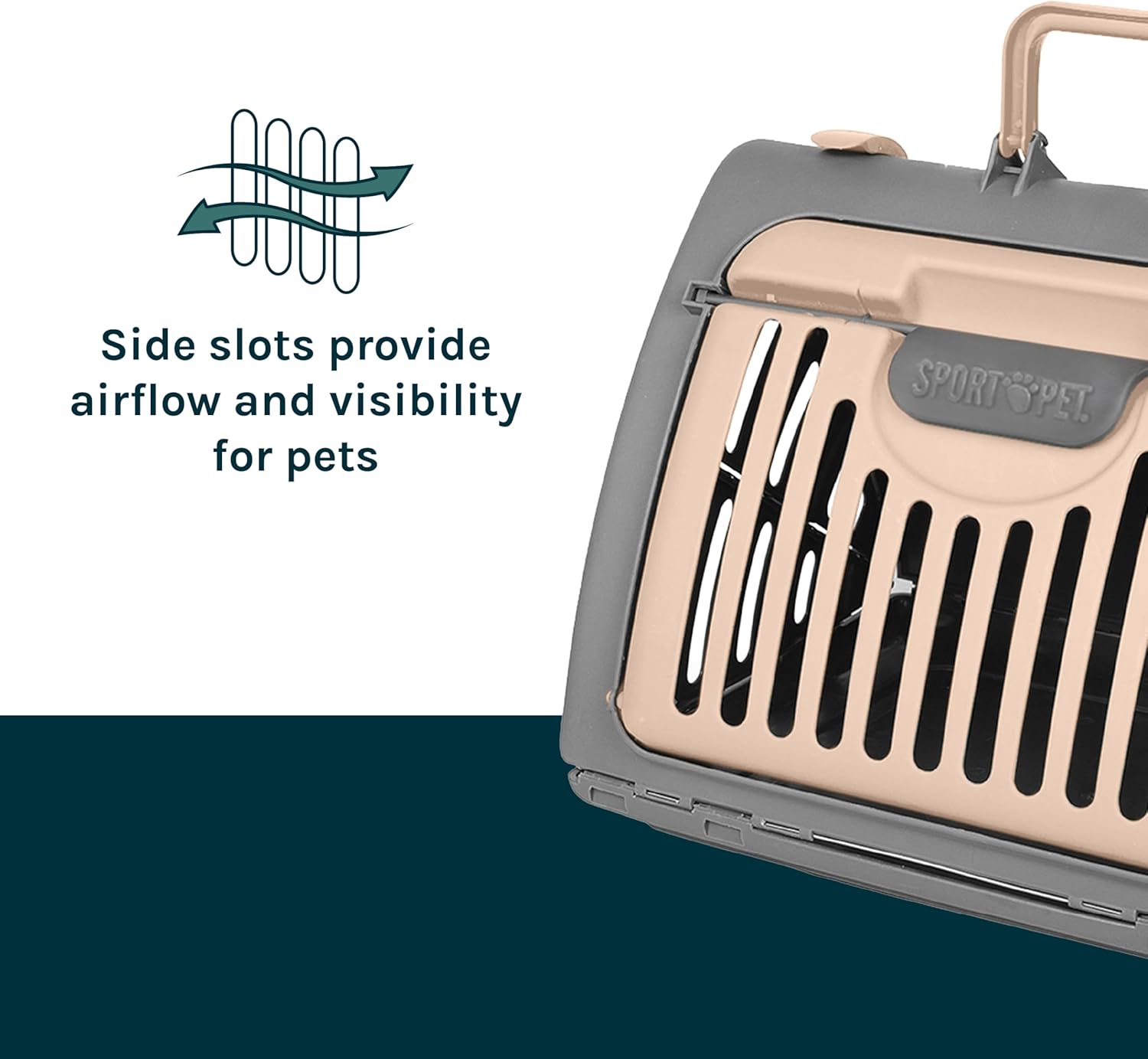 SportPet Large Hard-Sided Travel Cat Carrier - Cat Carrier with Patented Wide Side-Opening Door