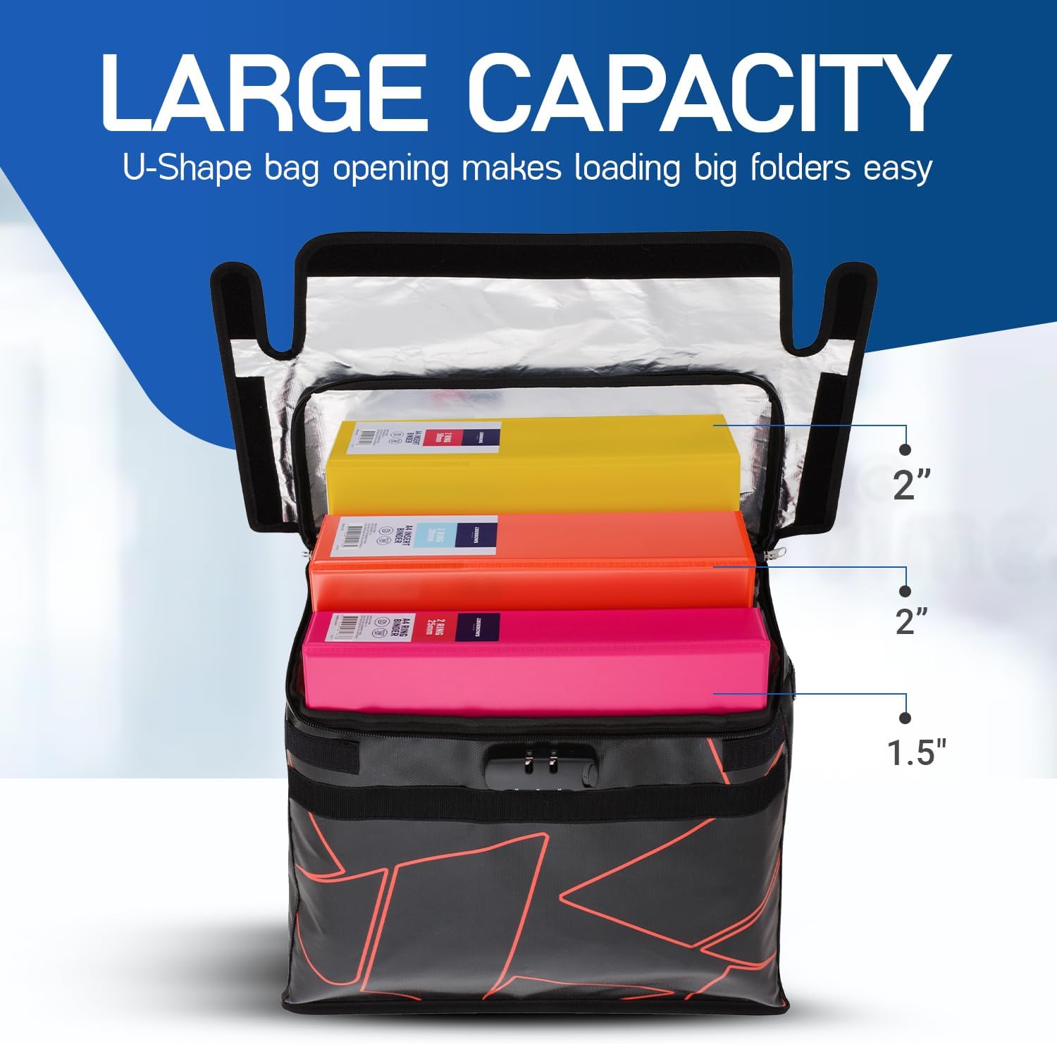 Fireproof Document Bag with lock, Patented Enclosed Flap, X Large