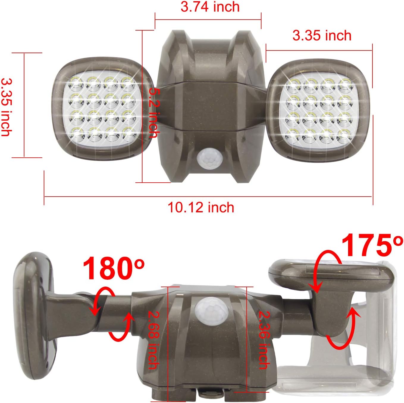 HONWELL Motion Sensor Light Outdoor Battery Operated Outside Security Flood Light Cordless IP65 Waterproof 32 LED Dual Head Spotlights