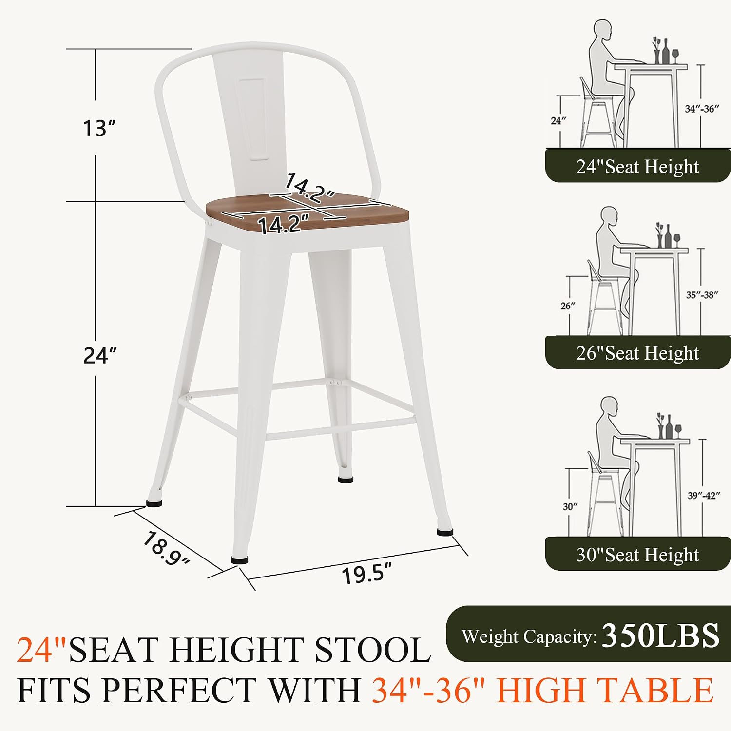 Aklaus Metal Bar Stools Set of 4