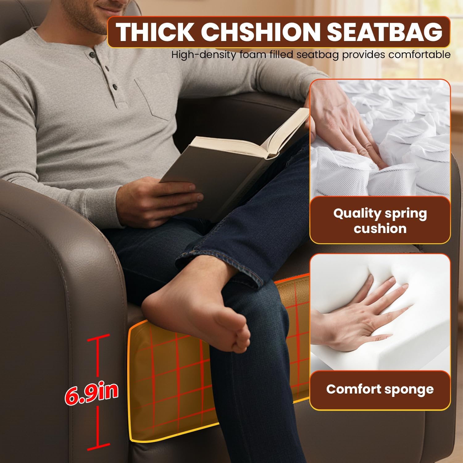 FDW | Recliner Chair | with 2 Point Massage Function | Black, PU Leather