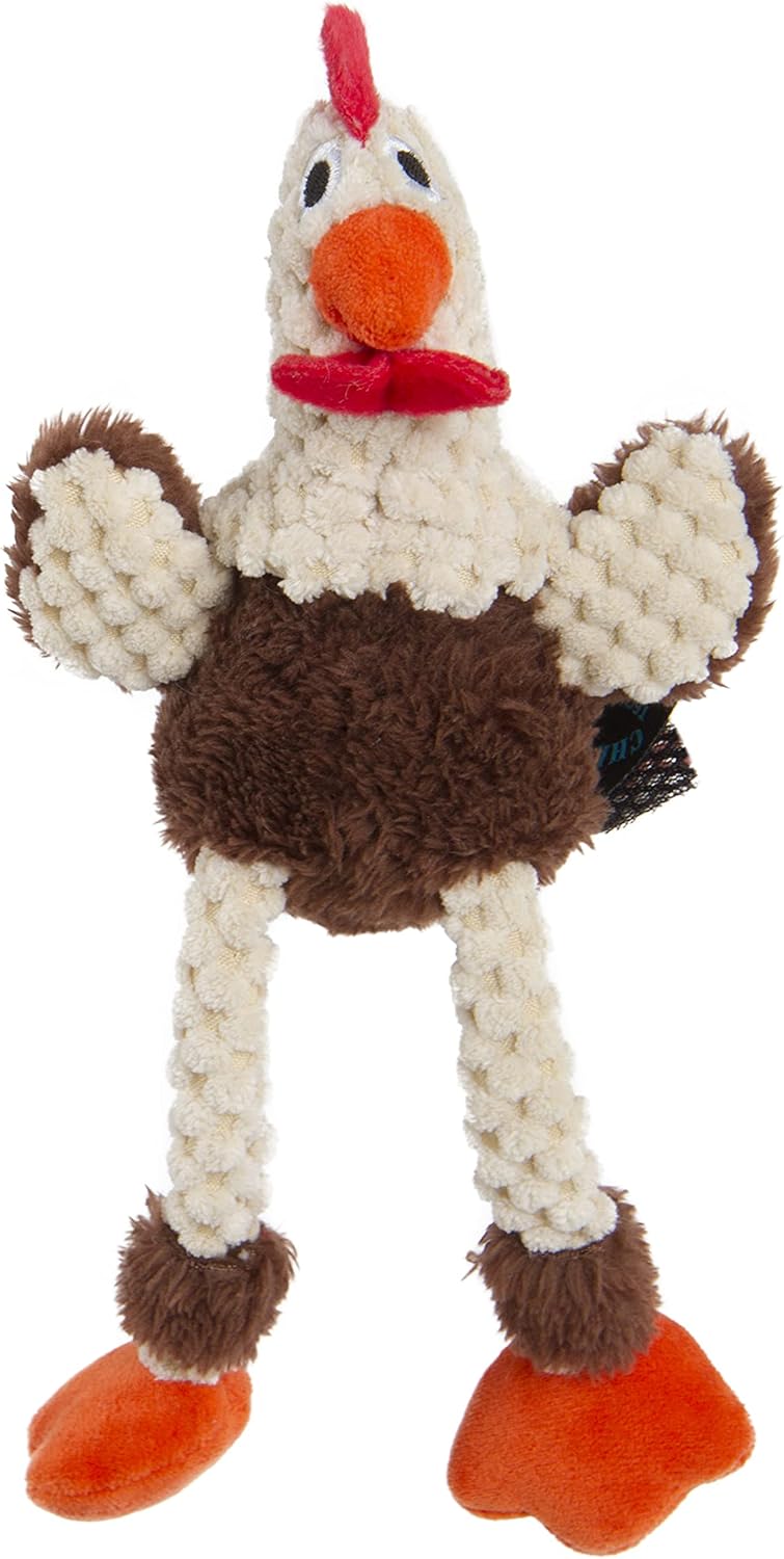 goDog Checkers Just for Me Skinny Cow Squeaky Plush Dog Toy, Chew Guard Technology - White, Mini