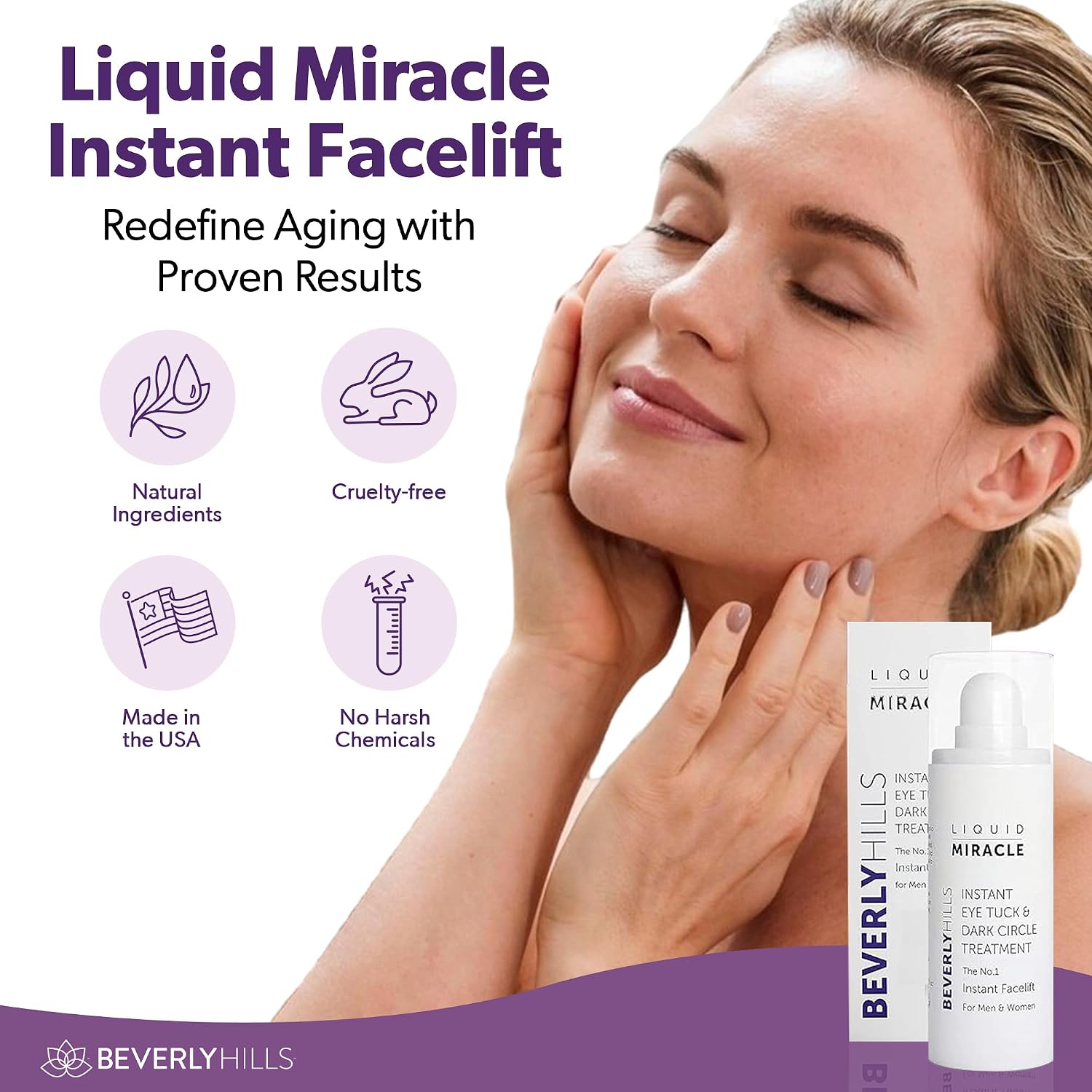 Beverly Hills Instant Facelift Anti Aging Eye Serum Treatment for Dark Circles, Puffy Eyes, Wrinkles, Under Eye Bags, Fine Lines
