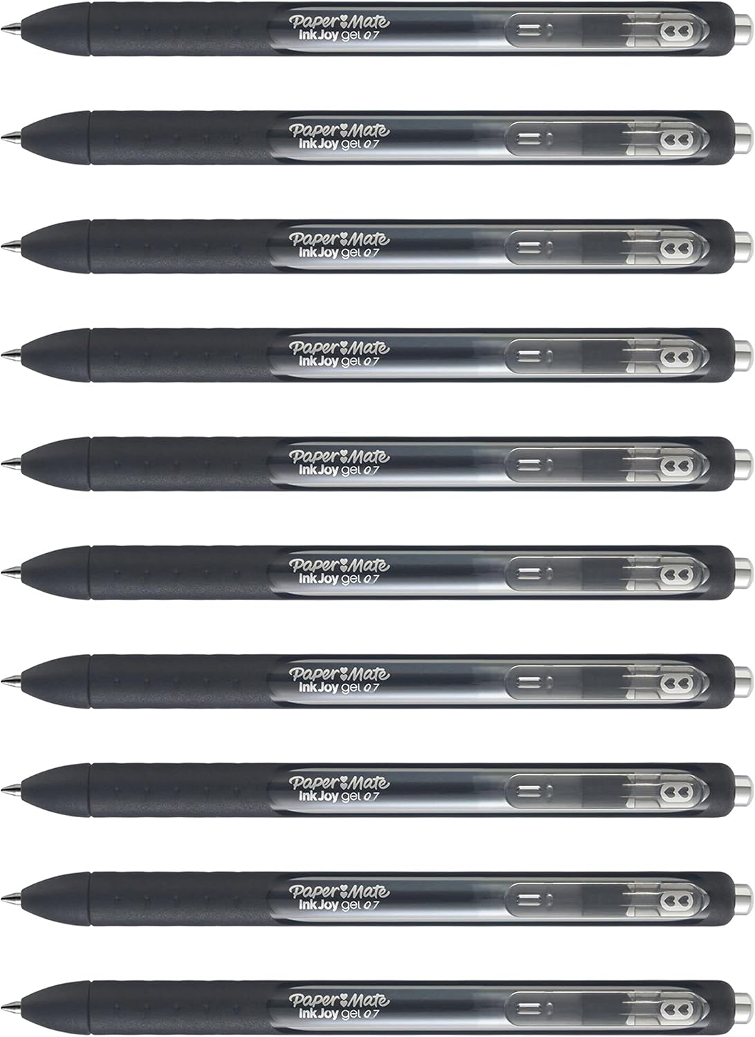 Paper Mate InkJoy Gel Pens, Black, Medium Point (0.7mm), Comfort Grip, 10 Count - Fast Drying Ink, Smooth Writing, Office Supplies