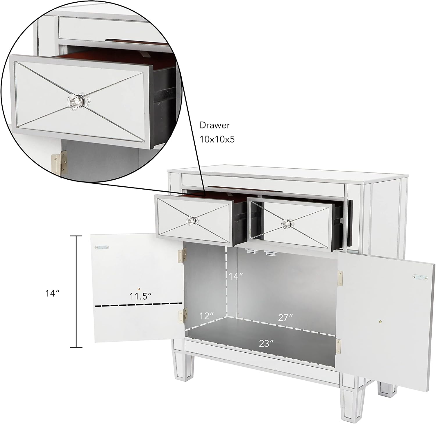 Furniture HotSpot Mirage Mirrored Cabinet