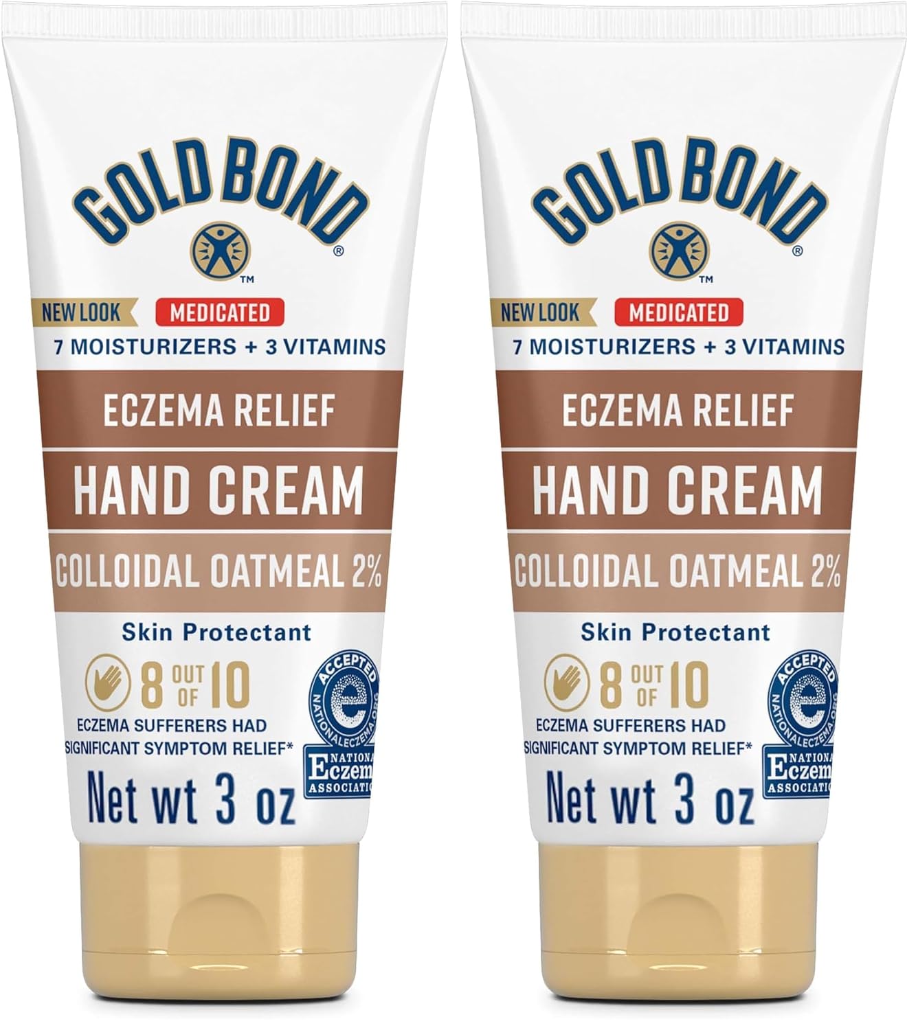 Gold Bond Medicated Eczema Relief Hand Cream, 3 oz, 2% Colloidal Oatmeal | Itchy skin relief, eczema cream that helps calm irritation, colloidal oatmeal cream, fragrance free, 2% colloidial oatmeal