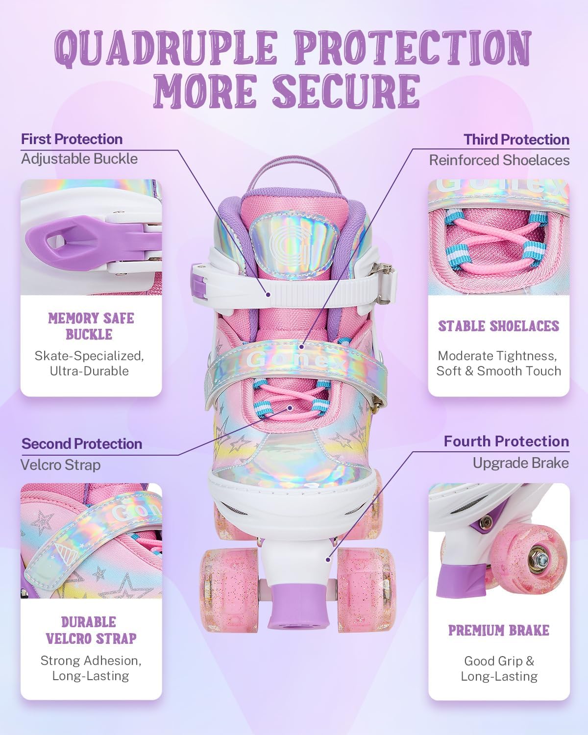 Gonex Roller Skates for Girls Kids Women with Light-Up Wheels