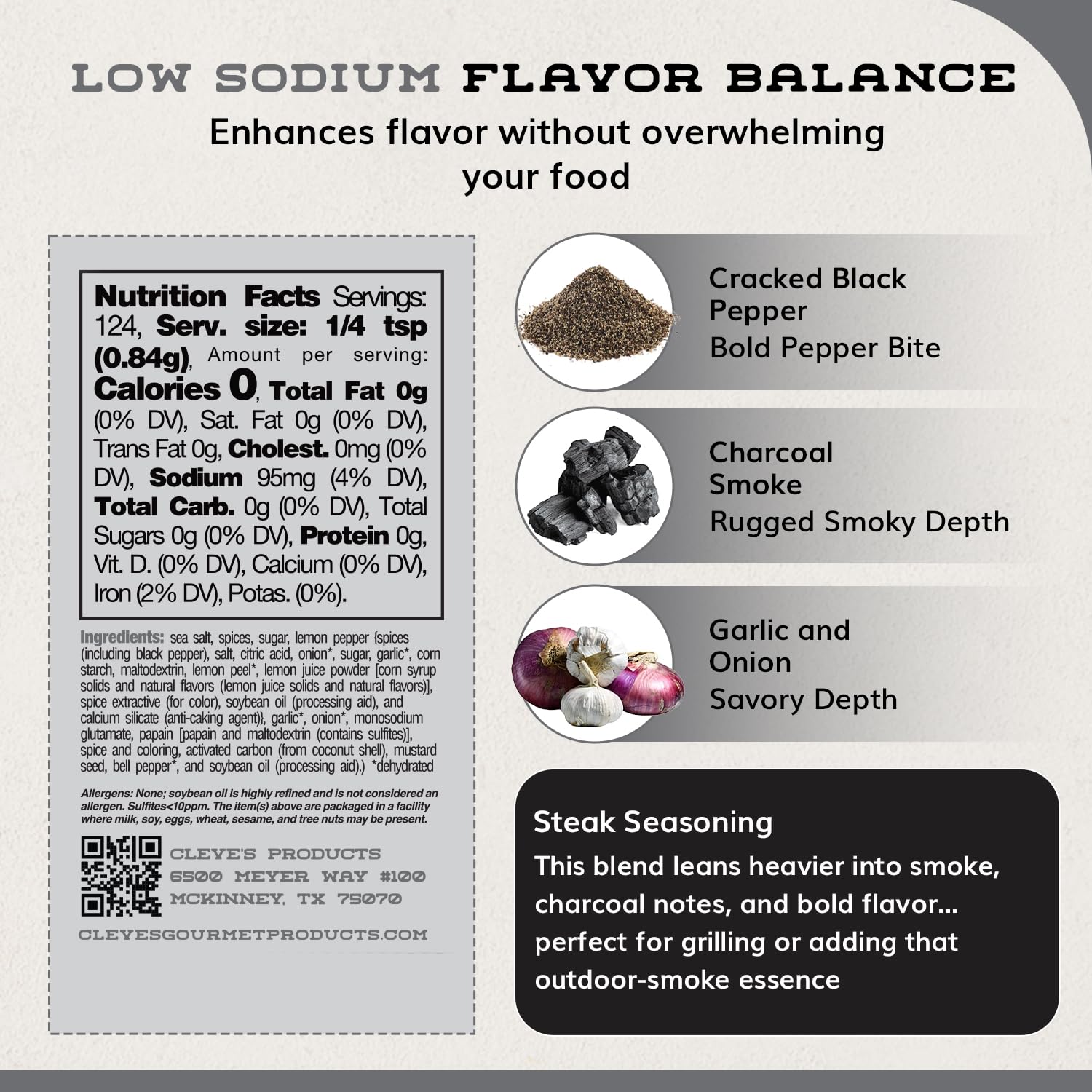 Cleve's Gourmet, Steak Seasoning for Grilling & Cooking, Steak Rub with Smoky Charred Flavor, Prime Rib Seasoning & Beef Seasoning, (Small, Cowboy Charcoal Steak Seasoning)